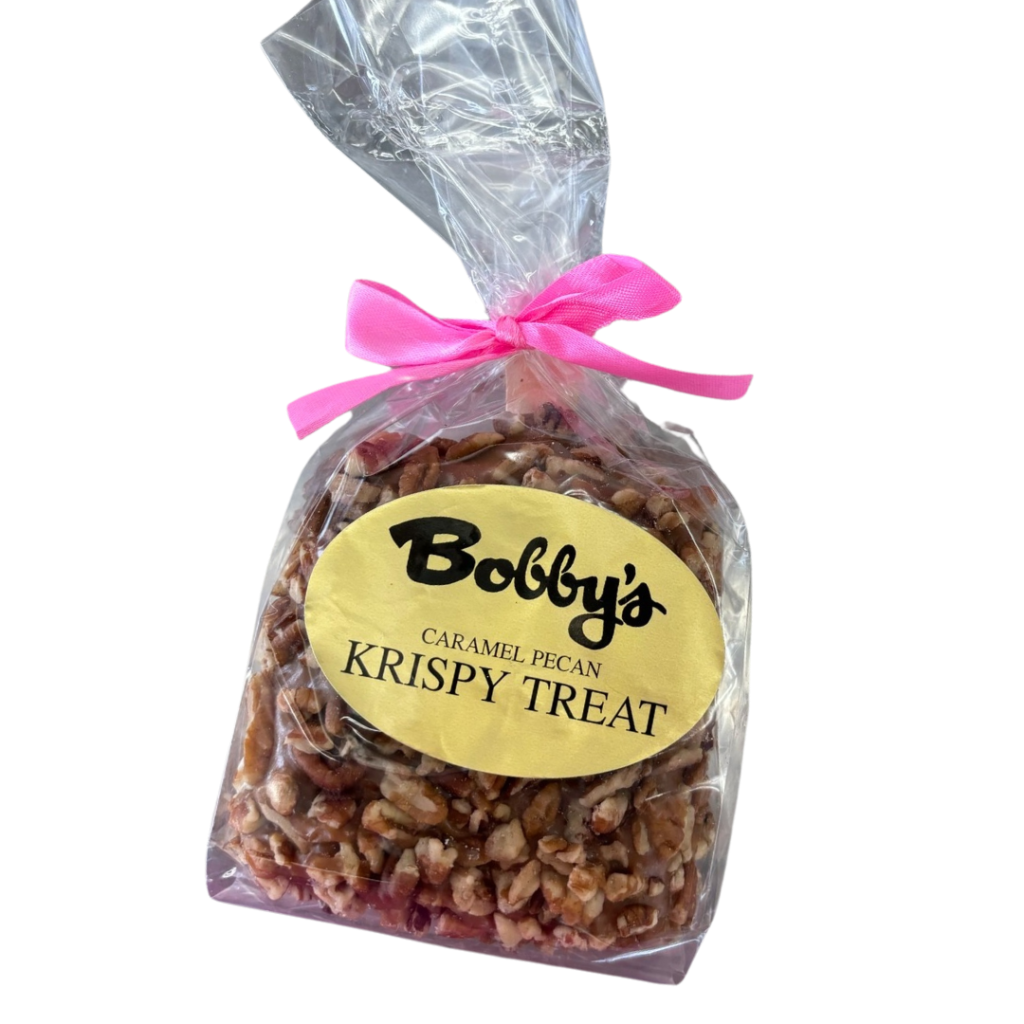 a rice krispy treat with caramel and pecans from bobby's in maryville illinois